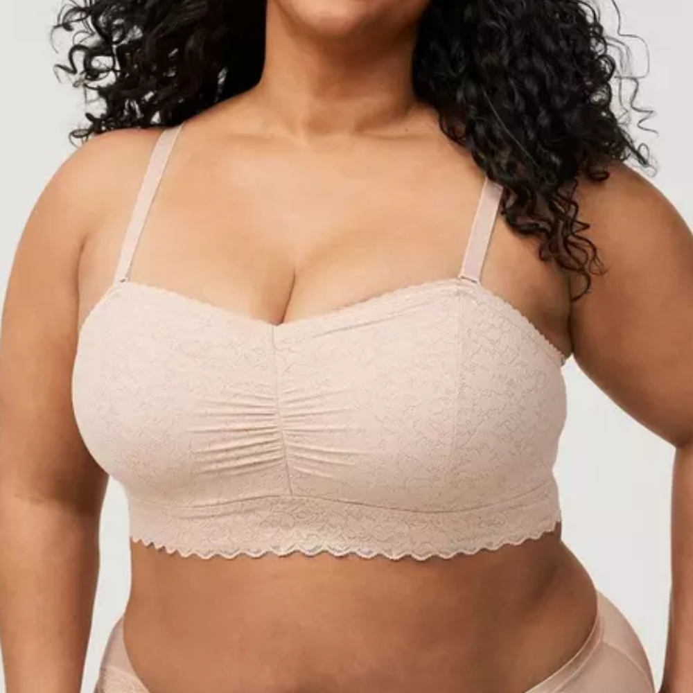 Torrid Nude Lace Bandeau Bra - Removeable Straps